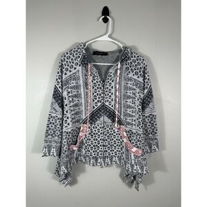 Akira Chicago Black Label Hoodie Womens Small Boho Asymmetrical Hem Southwestern